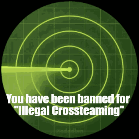 A Radar Screen That Says You Have Been Banned For " Illegal Crossteaming " GIF