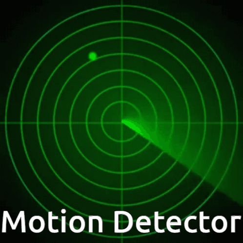 A Radar Screen With The Words Motion Detector Written Below It GIF