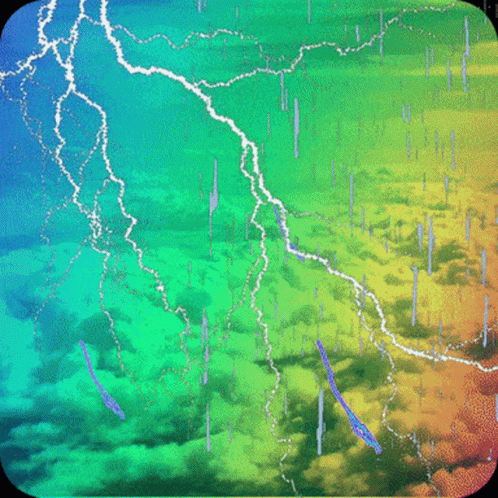 A Rainbow Colored Background With A Lightning Bolt GIF