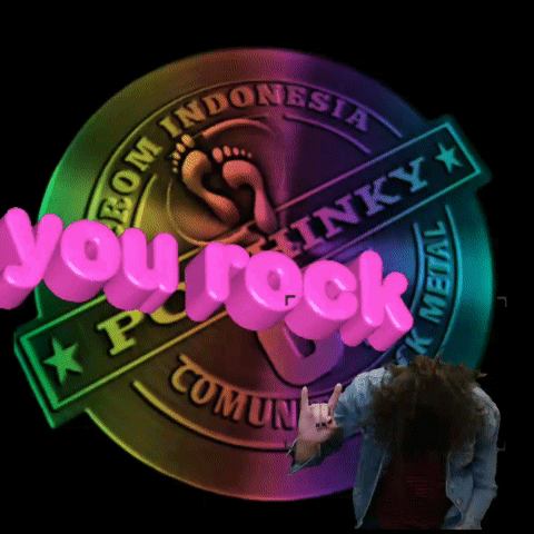 A Rainbow Colored Logo With Pink Letters That Say You Rock GIF