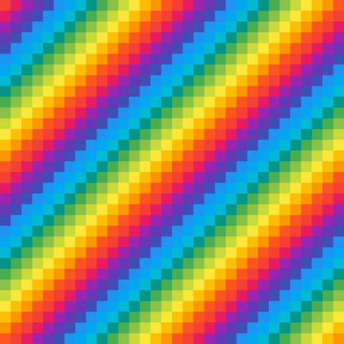 A Rainbow Colored Pixelated Background With A Diagonal Pattern . GIF