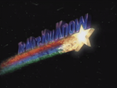 A Rainbow Colored Shooting Star With The Words " More You Know " On It GIF