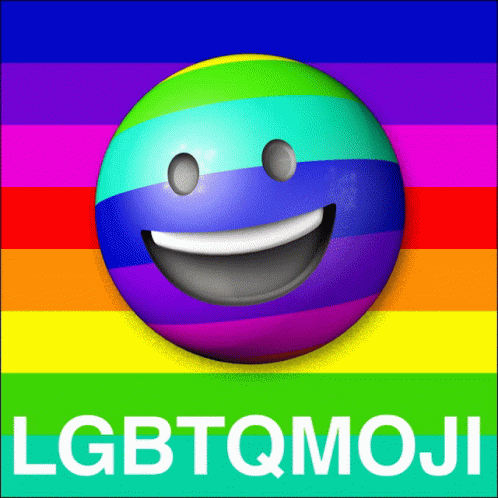 A Rainbow Colored Smiley Face With The Words Lgbtqmoji Written Below It GIF