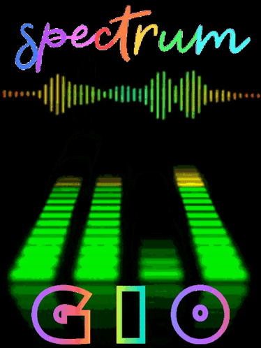 A Rainbow Colored Spectrum G10 Logo With A Sound Wave Behind It GIF