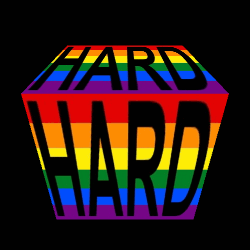 A Rainbow Colored Square With The Word Hard Written On It GIF