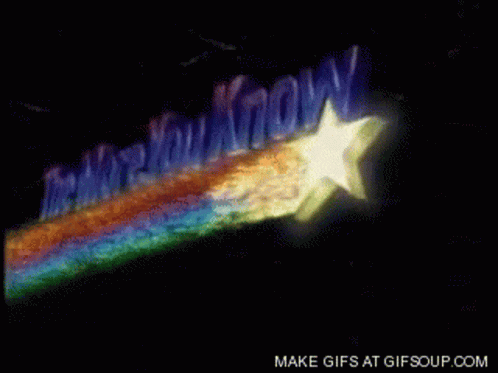 A Rainbow Colored Star Is Flying In Front Of The Word You Know GIF