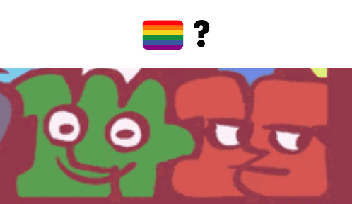 A Rainbow Flag Next To A Question Mark And Two Cartoon Characters GIF
