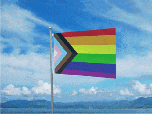 A Rainbow Flag With A Transgender Symbol On It GIF