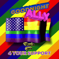 A Rainbow Flag With The Words Goodnight Ally GIF