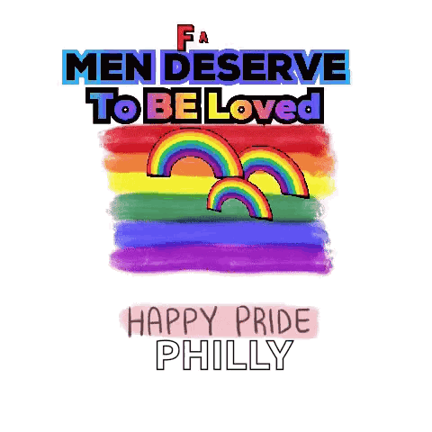 A Rainbow Flag With The Words " Men Deserve To Be Loved " On It GIF
