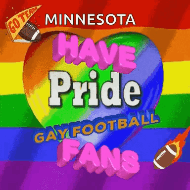 A Rainbow Heart With The Words " Have Pride Gay Football Fans " On It GIF