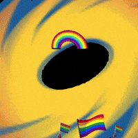 A Rainbow Is Coming Out Of A Black Hole In The Middle Of A Galaxy GIF