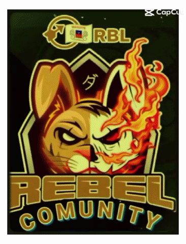 A Rebel Community Logo With A Rabbit And A Cat GIF