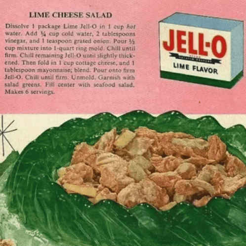 A Recipe For A Lime Cheese Salad With Jell-O GIF