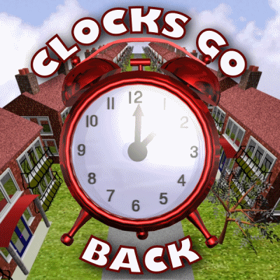 A Red Alarm Clock Says Clocks Go Back GIF