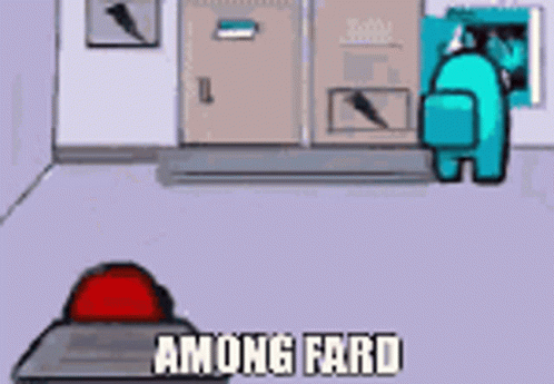 A Red Among Us Character Standing Next To A Blue Among Us Character . GIF