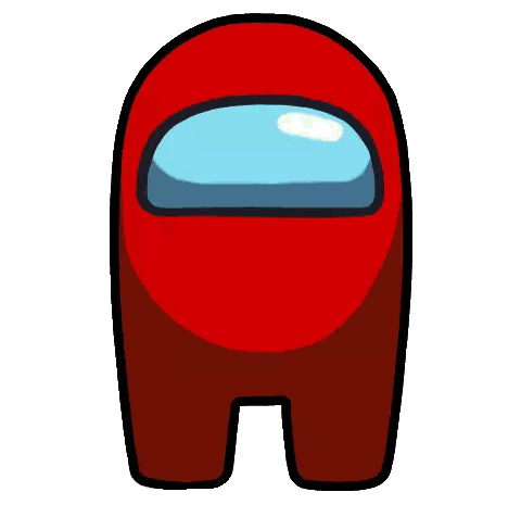 a red among us character with a person 's face inside of it