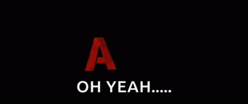 A Red And Black Background With The Words Oh Yeah On It . GIF