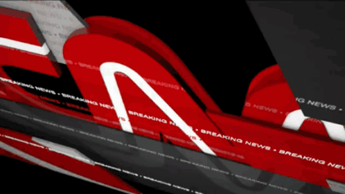 A Red And Black Sign That Says " Breaking News " GIF