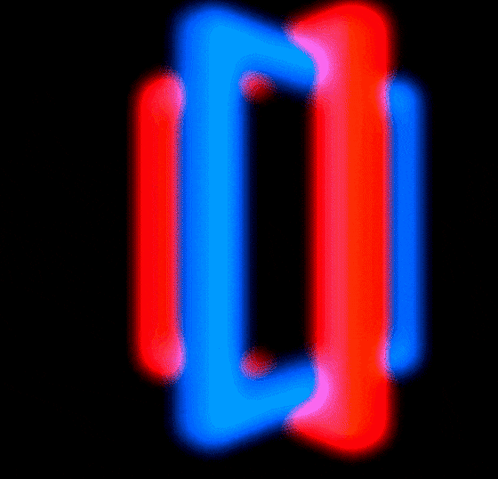A Red And Blue Neon Sign That Looks Like A Circle GIF