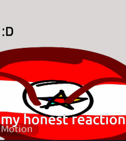 A Red And White Cartoon With The Words " My Honest Reaction Motion " On The Bottom GIF