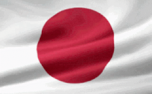 A Red And White Flag With A Red Circle On It GIF