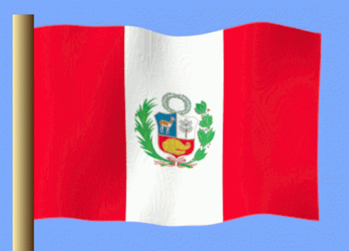 A Red And White Flag With A Shield On It GIF