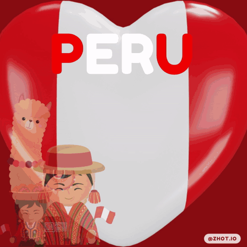 A Red And White Heart With The Word Peru On It GIF