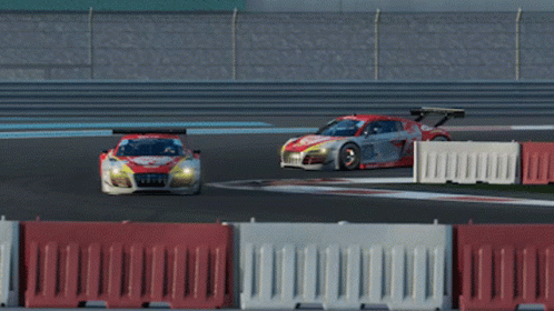 A Red And White Race Car With The Number 7 On It GIF