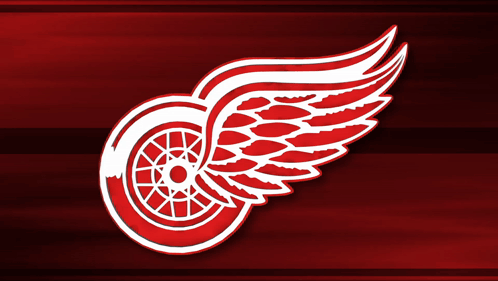 A Red And White Winged Wheel On A Dark Red Background GIF