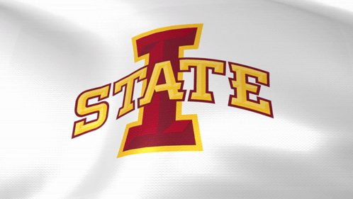 A Red And Yellow Logo For Iowa State GIF