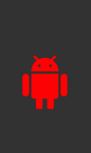 a red android logo on a dark background