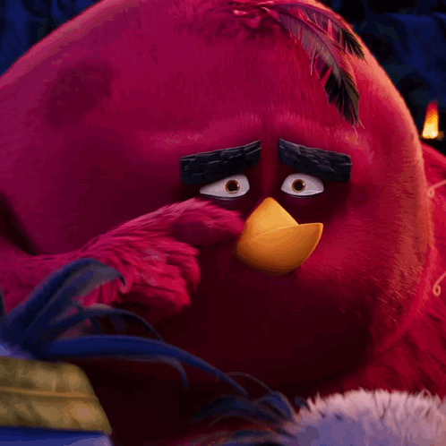 Red Angry Bird Covering Eyes GIF