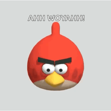 A Red Angry Bird With The Words Ahh Woyahh Written On It GIF