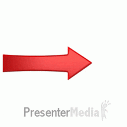 A Red Arrow Pointing To The Right With The Presenter Media Logo In The Corner GIF