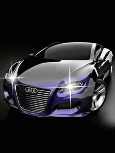 A Red Audi Sports Car With A Black Background GIF