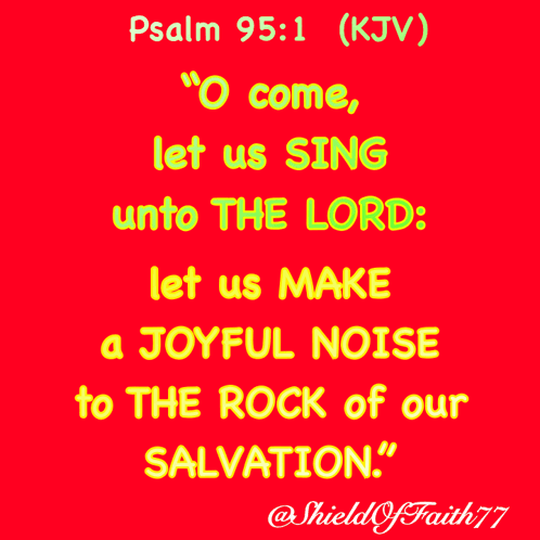 A Red Background With A Quote From Psalm 95 1 GIF