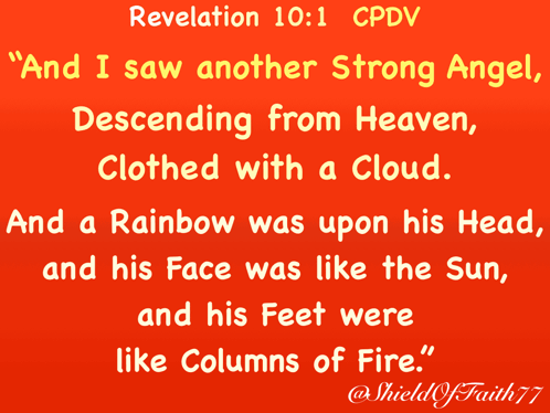 A Red Background With A Quote From Revelation 10 GIF