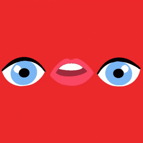 Red Background With Blue Eyes And Pink Lip GIF