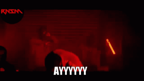 A Red Background With The Word Ayyyyyy In White Letters GIF
