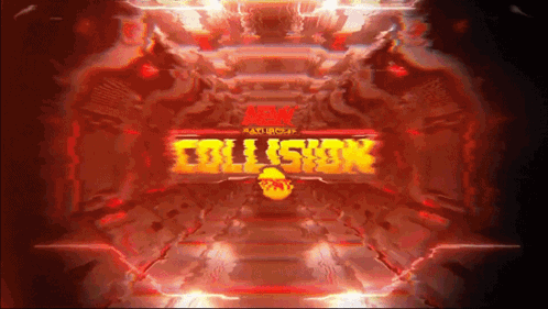 A Red Background With The Word Collision Written On It GIF