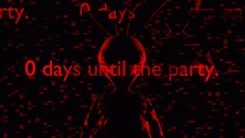 A Red Background With The Words 0 Days Until The Party Written In Red GIF
