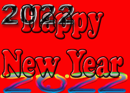 A Red Background With The Words Happy 2022 New Year 2022 GIF