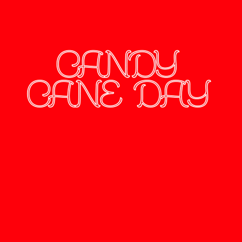 A Red Background With The Words Happy National Candy Cane Day In White Letters GIF