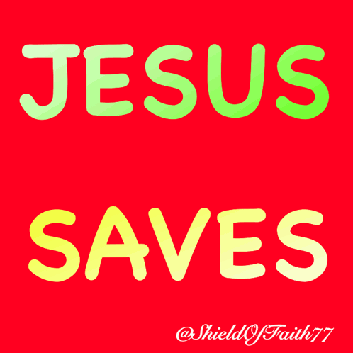 A Red Background With The Words " Jesus Sa Es " On It GIF