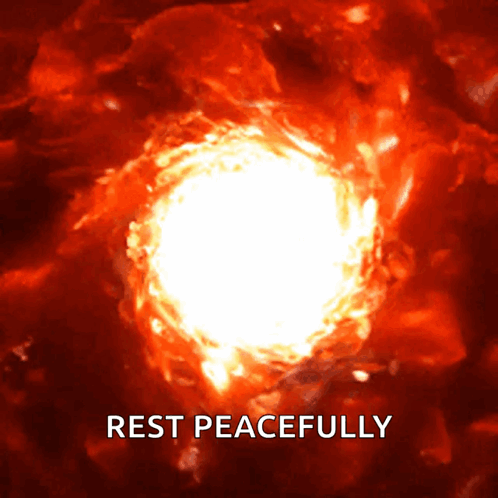 A Red Background With The Words Rest Peacefully On It GIF