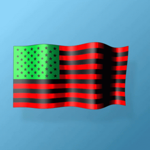 A Red Black And Green Flag With Black Stars On It GIF