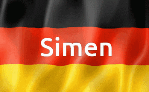 A Red Black And Yellow Flag With The Word Simen On It GIF