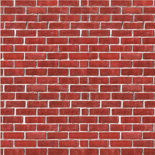 a red brick wall with white bricks and a black silhouette