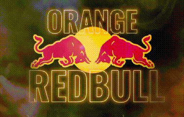 A Red Bull Logo With The Words Orange Redbull On It GIF